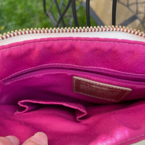 Coach Peyton Tattersall Crossbody Bag Plaid Purse White Gold Leather - Picture 7 of 16